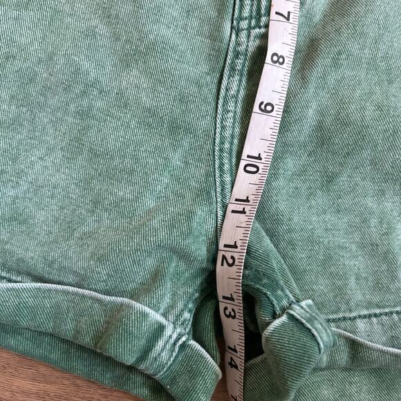 BDG Urban Outfitters Green Acid Wash Shorts Rolled Hem 26 100% Cotton - Picture 7 of 8